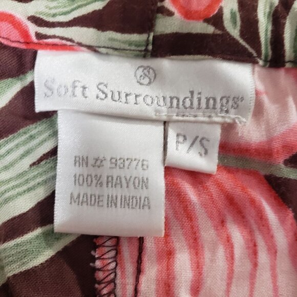 Soft Surroundings Floral Crop Pants Drawstring Tropical Vacation Womens Small - Picture 5 of 11
